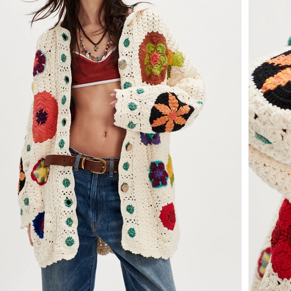 NWT Free People Star Crochet Hoodie, XS/S